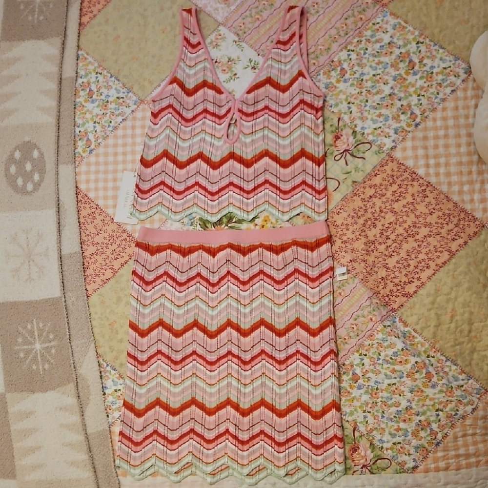 Chevron Knit Tank and Skirt Set